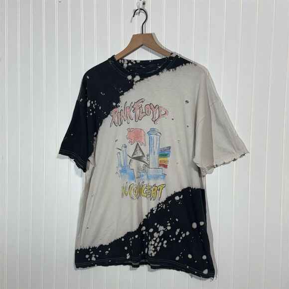 Pink Floyd In Concert Band Tee Distressed Bleached Vintage Style Grunge Y2K L - Picture 1 of 13